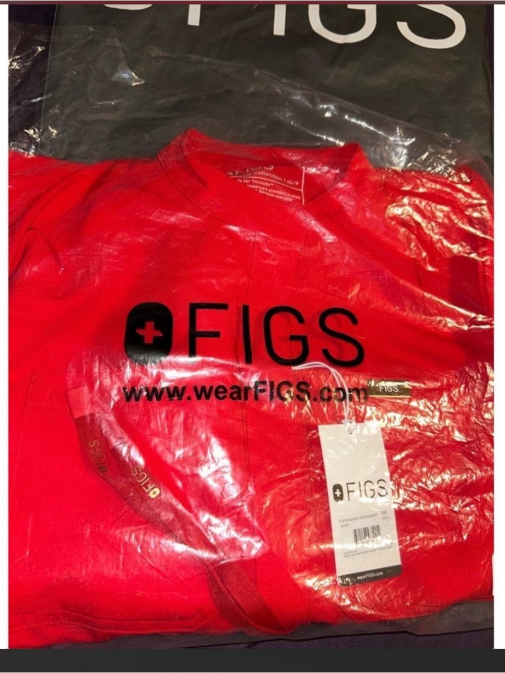 FIGS NWT pop red with gold logo jumpsuit